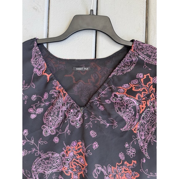 Sweet Silk Black And Purple Flutter Sleeve Top Dark Fairy Whimsigoth L - Picture 2 of 16